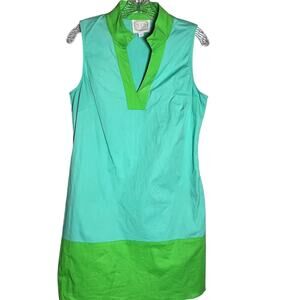 Sail To Sable STS Color Block Sleeveless Shift Dress Women's Medium Blue/Green